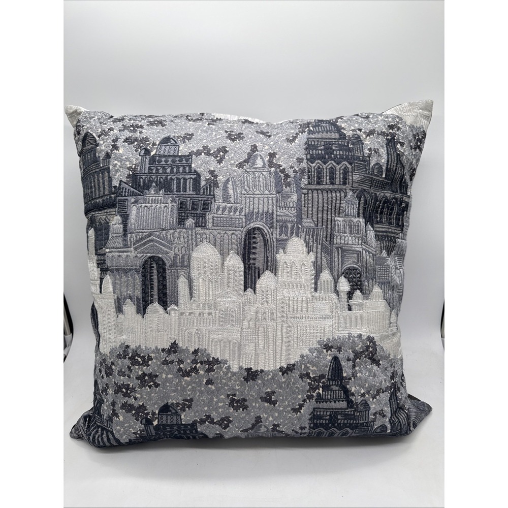 Ann Gish Duomo 24" Tapestry Pillow Architectural Gray Luxury Designer Decor